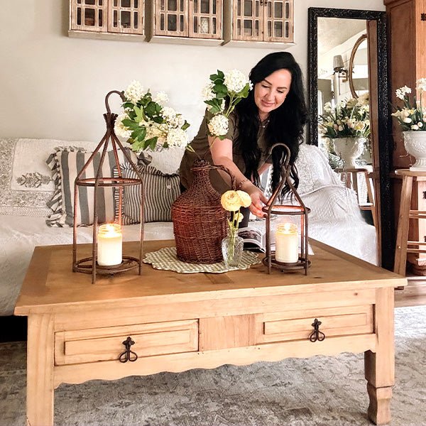 Vintage Inspired Open Cage Candle Lanterns, Set of Two - Napa Valley Wildflower Co.