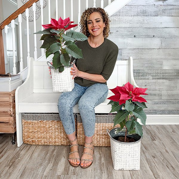 Whitewashed Woven Metal Baskets, Set of 2 - Napa Valley Wildflower Co.