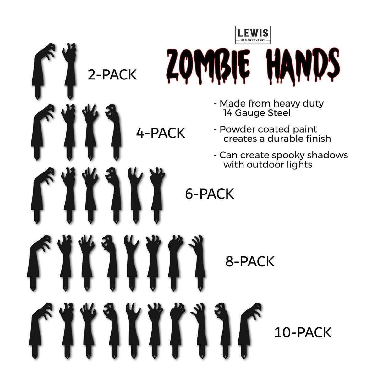 Zombie Hands Metal Yard Stakes Set - Napa Valley Wildflower Co.