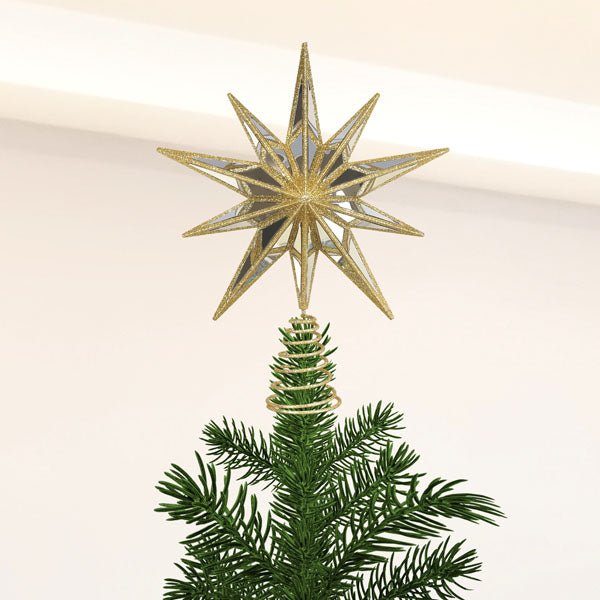 12" Gold Double - Sided Mirrored Star Tree Topper - Napa Valley Wildflower Co.