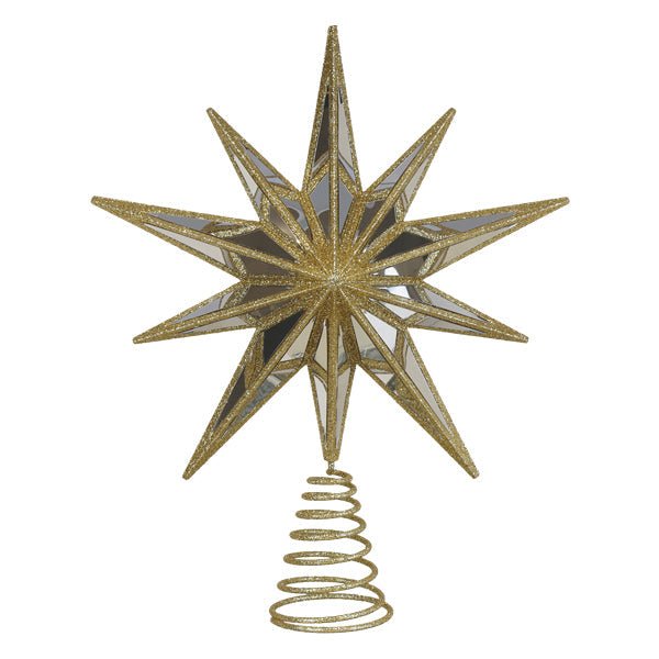 12" Gold Double - Sided Mirrored Star Tree Topper - Napa Valley Wildflower Co.