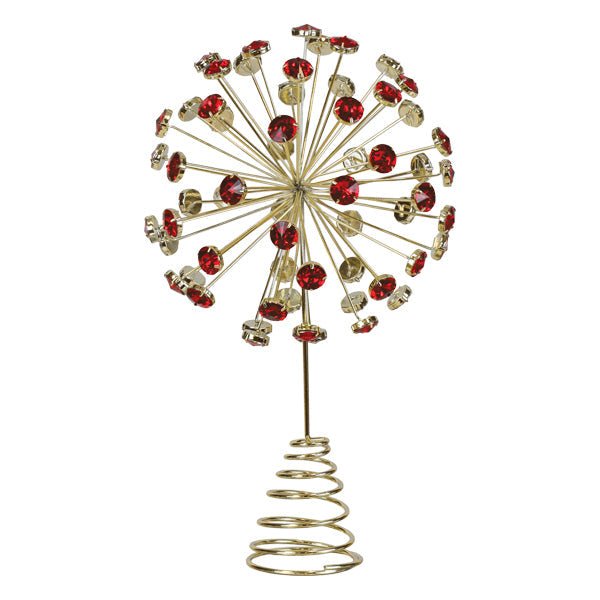 12" Red Crystal Burst Tree Topper | Dramatic Holiday Splendor - Napa Valley Wildflower Co.