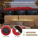 13 FT Double - Sided Patio Umbrella with Solar Lights – Outdoor Garden & Pool Umbrella (Red) - Napa Valley Wildflower Co.