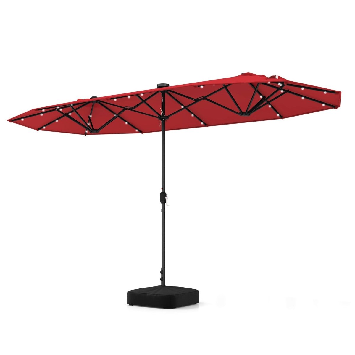 13 FT Double - Sided Patio Umbrella with Solar Lights – Outdoor Garden & Pool Umbrella (Red) - Napa Valley Wildflower Co.