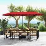 13 FT Double - Sided Patio Umbrella with Solar Lights – Outdoor Garden & Pool Umbrella (Red) - Napa Valley Wildflower Co.