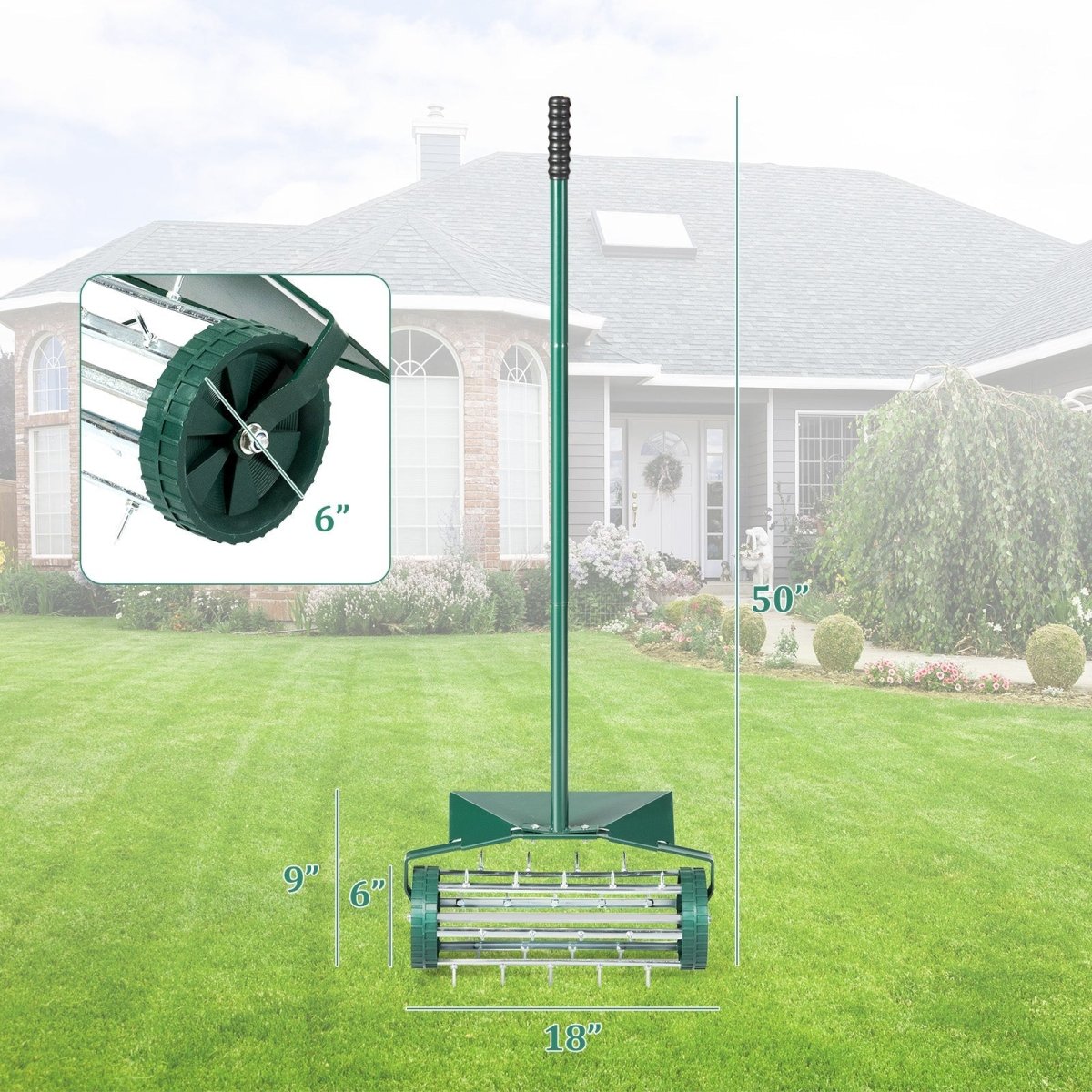 18” Rolling Lawn Aerator – Spike Yard Aerator with Splash Guard & Comfort Handl - Napa Valley Wildflower Co.