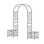 2 - in - 1 Garden Arbor with Planter Boxes – Metal Arch Trellis with Side Planters (Black) - Napa Valley Wildflower Co.