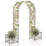 2 - in - 1 Garden Arbor with Planter Boxes – Metal Arch Trellis with Side Planters (Black) - Napa Valley Wildflower Co.