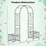 2 - in - 1 Garden Arbor with Planter Boxes – Metal Arch Trellis with Side Planters (Black) - Napa Valley Wildflower Co.