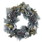 24" Silver & Gold Frosted Fir Wreath | Timeless Luxury - Napa Valley Wildflower Co.