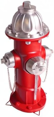 Red fire hydrant with silver components on a white background
