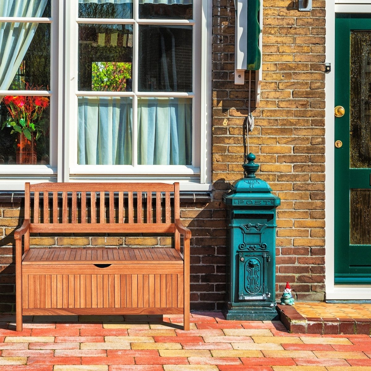 33 Gallon Wooden Storage Bench with Liner – Eucalyptus Patio Storage Seat - Napa Valley Wildflower Co.