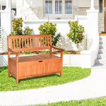 33 Gallon Wooden Storage Bench with Liner – Eucalyptus Patio Storage Seat - Napa Valley Wildflower Co.