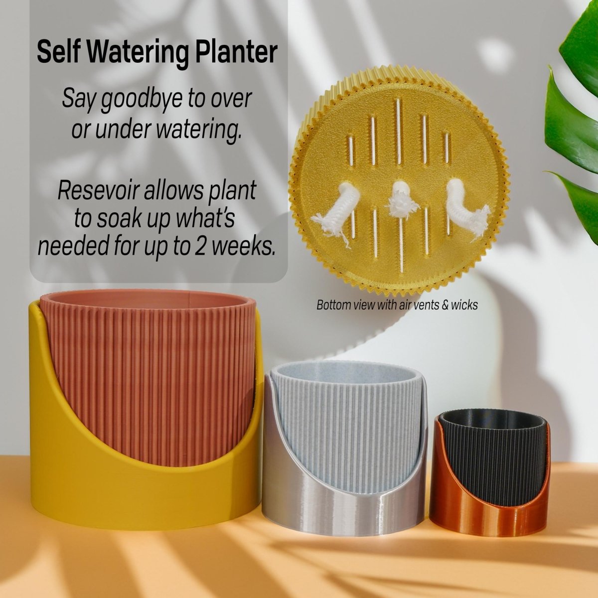 4 - Inch Ribbed Self - Watering Planter: Innovation in Every Drop - Napa Valley Wildflower Co.