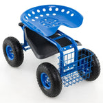 4 - Wheel Rolling Garden Cart with Seat – Adjustable Swivel Garden Scooter (Blue) - Napa Valley Wildflower Co.