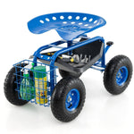 4 - Wheel Rolling Garden Cart with Seat – Adjustable Swivel Garden Scooter (Blue) - Napa Valley Wildflower Co.