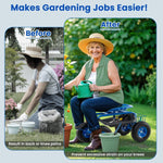 4 - Wheel Rolling Garden Cart with Seat – Adjustable Swivel Garden Scooter (Blue) - Napa Valley Wildflower Co.