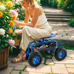 4 - Wheel Rolling Garden Cart with Seat – Adjustable Swivel Garden Scooter (Blue) - Napa Valley Wildflower Co.
