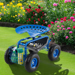 4 - Wheel Rolling Garden Cart with Seat – Adjustable Swivel Garden Scooter (Blue) - Napa Valley Wildflower Co.