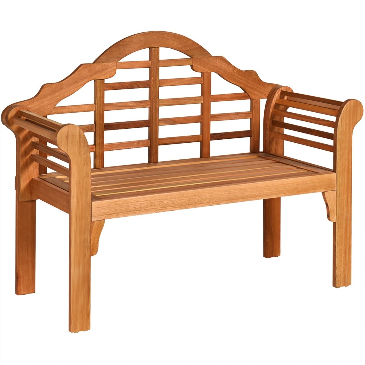 49” Eucalyptus Wood Folding Bench – Outdoor Patio Bench with Backrest & Armrests - Napa Valley Wildflower Co.