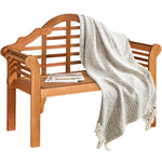 49” Eucalyptus Wood Folding Bench – Outdoor Patio Bench with Backrest & Armrests - Napa Valley Wildflower Co.