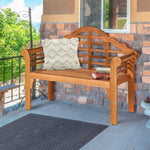 49” Eucalyptus Wood Folding Bench – Outdoor Patio Bench with Backrest & Armrests - Napa Valley Wildflower Co.