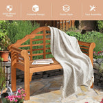 49” Eucalyptus Wood Folding Bench – Outdoor Patio Bench with Backrest & Armrests - Napa Valley Wildflower Co.