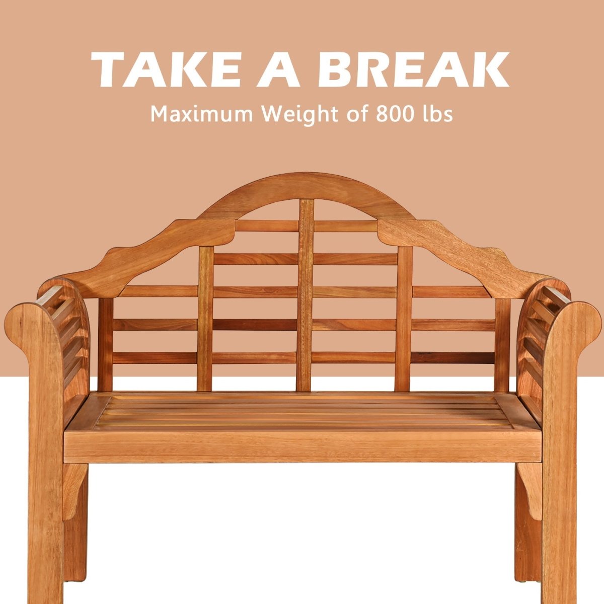 49” Eucalyptus Wood Folding Bench – Outdoor Patio Bench with Backrest & Armrests - Napa Valley Wildflower Co.