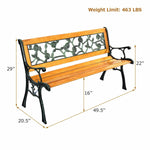 49.5” Outdoor Garden Bench – Wood & Iron Patio Chair with Decorative Backrest - Napa Valley Wildflower Co.