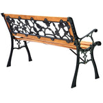 49.5” Outdoor Garden Bench – Wood & Iron Patio Chair with Decorative Backrest - Napa Valley Wildflower Co.