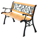 49.5” Outdoor Garden Bench – Wood & Iron Patio Chair with Decorative Backrest - Napa Valley Wildflower Co.