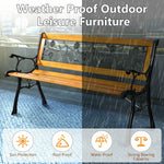 49.5” Outdoor Garden Bench – Wood & Iron Patio Chair with Decorative Backrest - Napa Valley Wildflower Co.