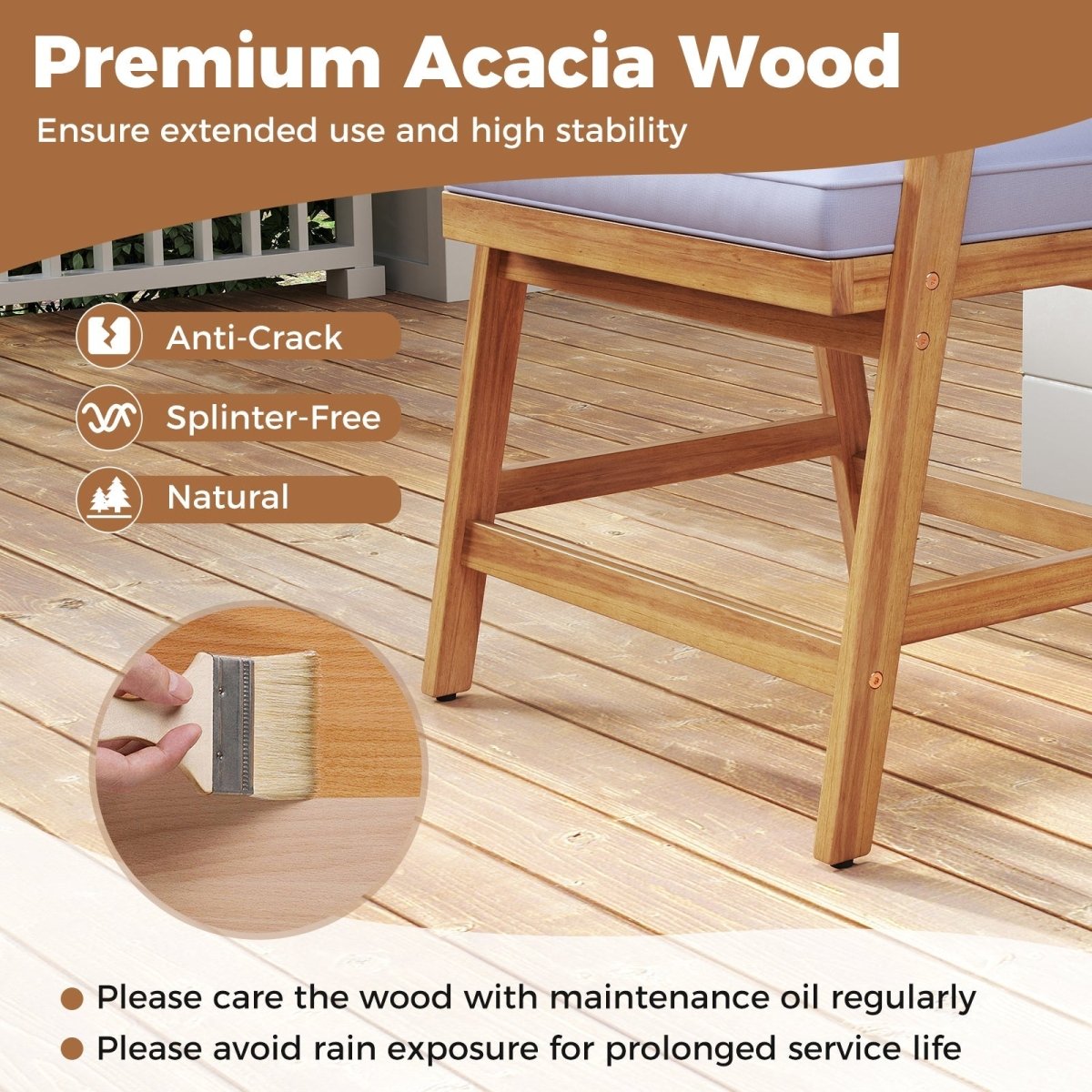 5 - Piece Outdoor Patio Dining Set – Acacia Wood Table & Chairs with Cushions and Rattan Backrests - Napa Valley Wildflower Co.