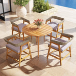 5 - Piece Outdoor Patio Dining Set – Acacia Wood Table & Chairs with Cushions and Rattan Backrests - Napa Valley Wildflower Co.