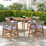 5 - Piece Outdoor Patio Dining Set – Acacia Wood Table & Chairs with Cushions and Rattan Backrests - Napa Valley Wildflower Co.