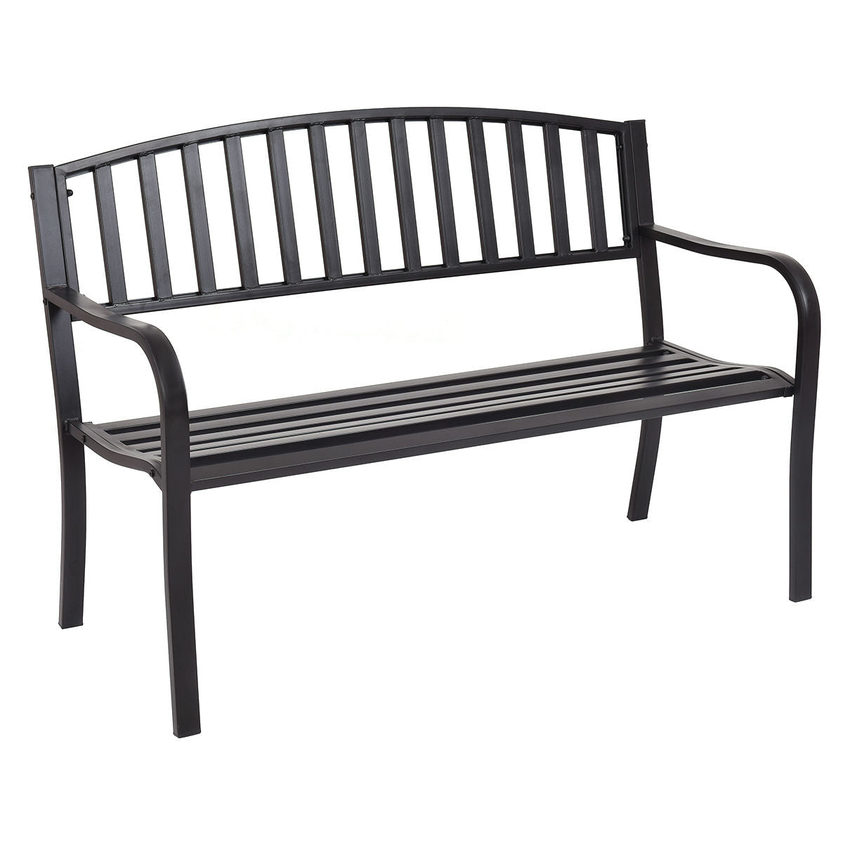 50” Outdoor Garden Bench Loveseat – Steel Patio Bench with Armrests - Napa Valley Wildflower Co.