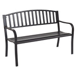 50” Outdoor Garden Bench Loveseat – Steel Patio Bench with Armrests - Napa Valley Wildflower Co.