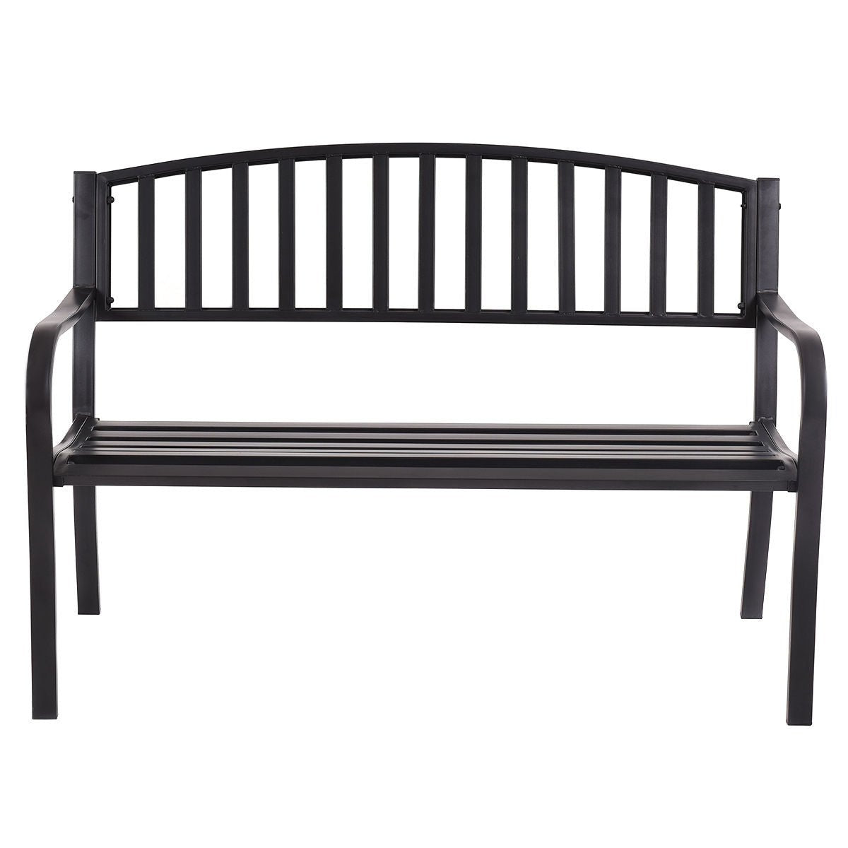 50” Outdoor Garden Bench Loveseat – Steel Patio Bench with Armrests - Napa Valley Wildflower Co.