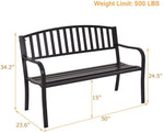 50” Outdoor Garden Bench Loveseat – Steel Patio Bench with Armrests - Napa Valley Wildflower Co.