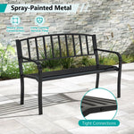 50” Outdoor Metal Garden Bench – Slatted Back with Curved Armrests (Black) - Napa Valley Wildflower Co.