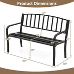 50” Outdoor Metal Garden Bench – Slatted Back with Curved Armrests (Black) - Napa Valley Wildflower Co.