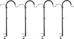 Four black metal shepherd's hooks on a white background
