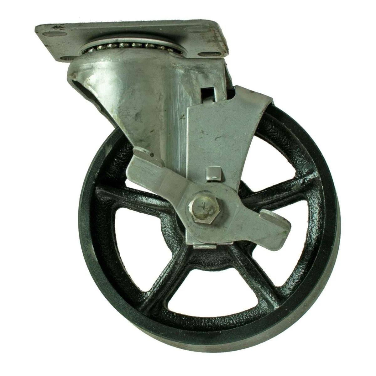 6" Vintage Cast Iron Swivel Casters with Brake – Heavy Duty Industrial Furniture Wheels (Sold Individually) - Napa Valley Wildflower Co.