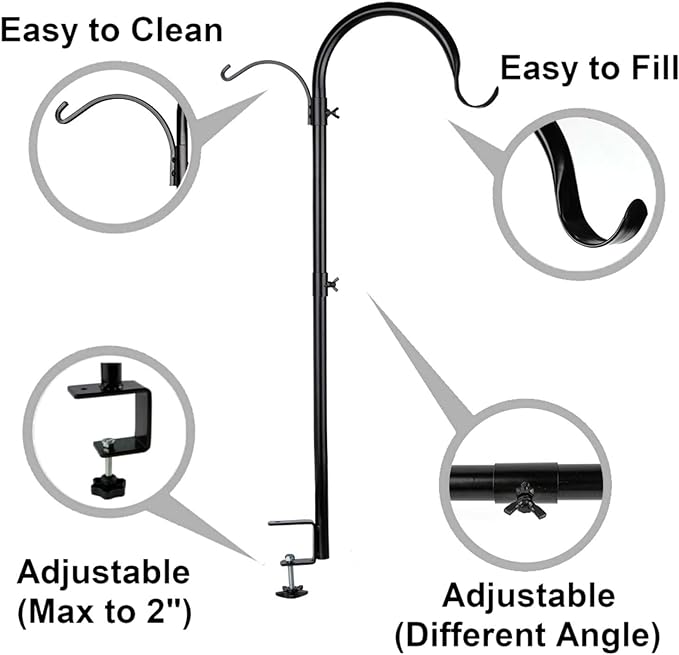 WOSIBO 37 Inch Deck Hook Set – 3 Arm Bird Feeder & Plant Hanger, 4 Pack