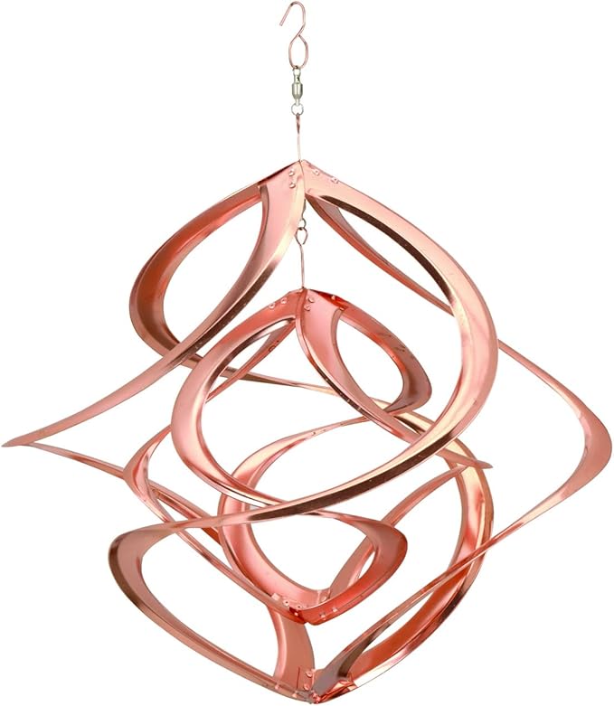 Copper-colored wind spinner with a hook on a white background