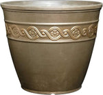 Decorative brown pot with embossed pattern on a white background