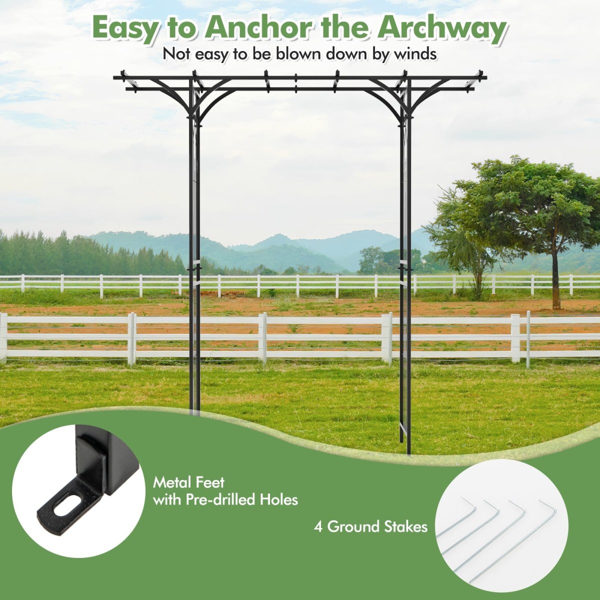 6.8 Ft Garden Arbor with Trellis – Metal Arch for Climbing Plants & Outdoor Decor - Napa Valley Wildflower Co.