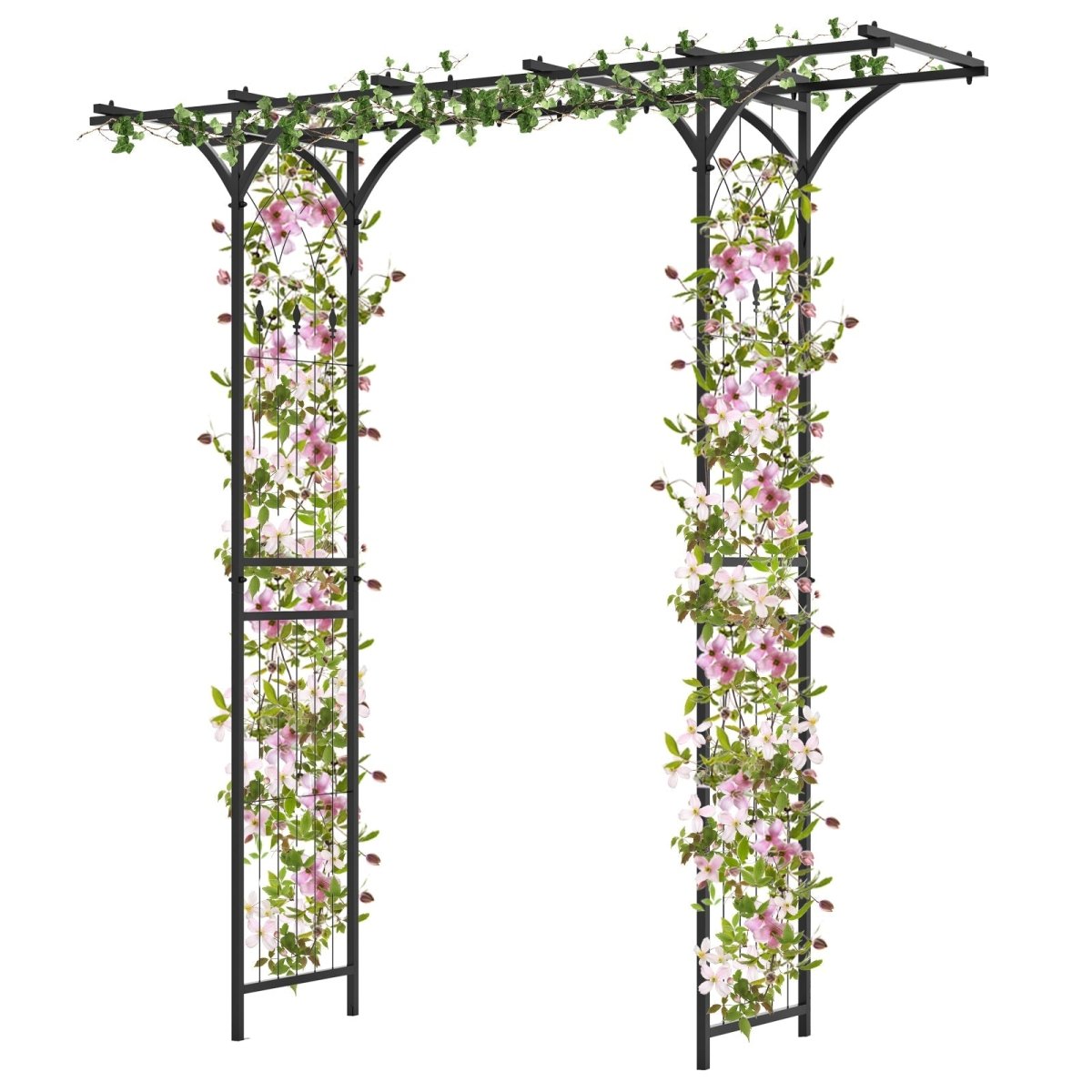 6.8 Ft Garden Arbor with Trellis – Metal Arch for Climbing Plants & Outdoor Decor - Napa Valley Wildflower Co.