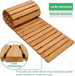 Wooden deck board with 1.5cm thickness, suitable for outdoor use.