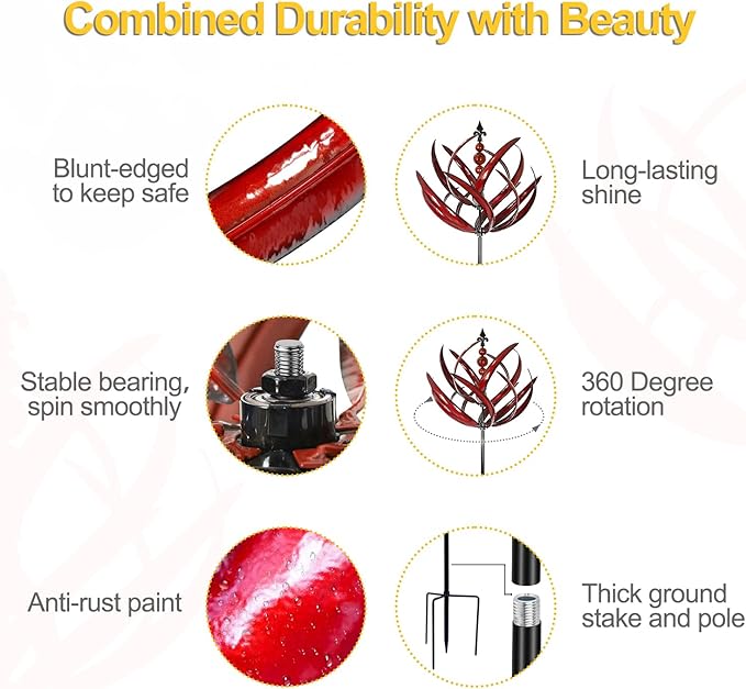 Product features with icons and text on durability and beauty